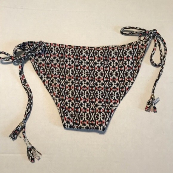 EBERJEY Medium Bikini Bottom Black Peach Tassels Adjustable Tie Swim Beach Pool - Picture 4 of 5